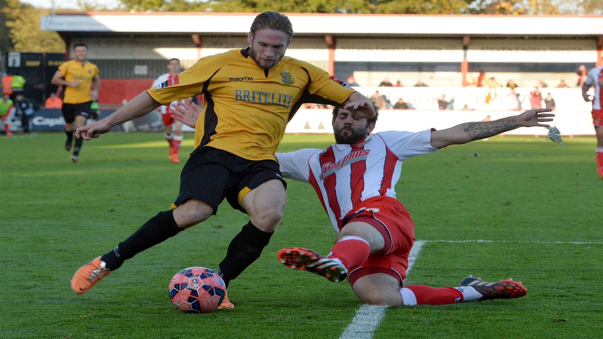 Matt Bodkin, in action at Stevenage, and his Maidstone team-mates have a TV date Picture: Keith Gillard