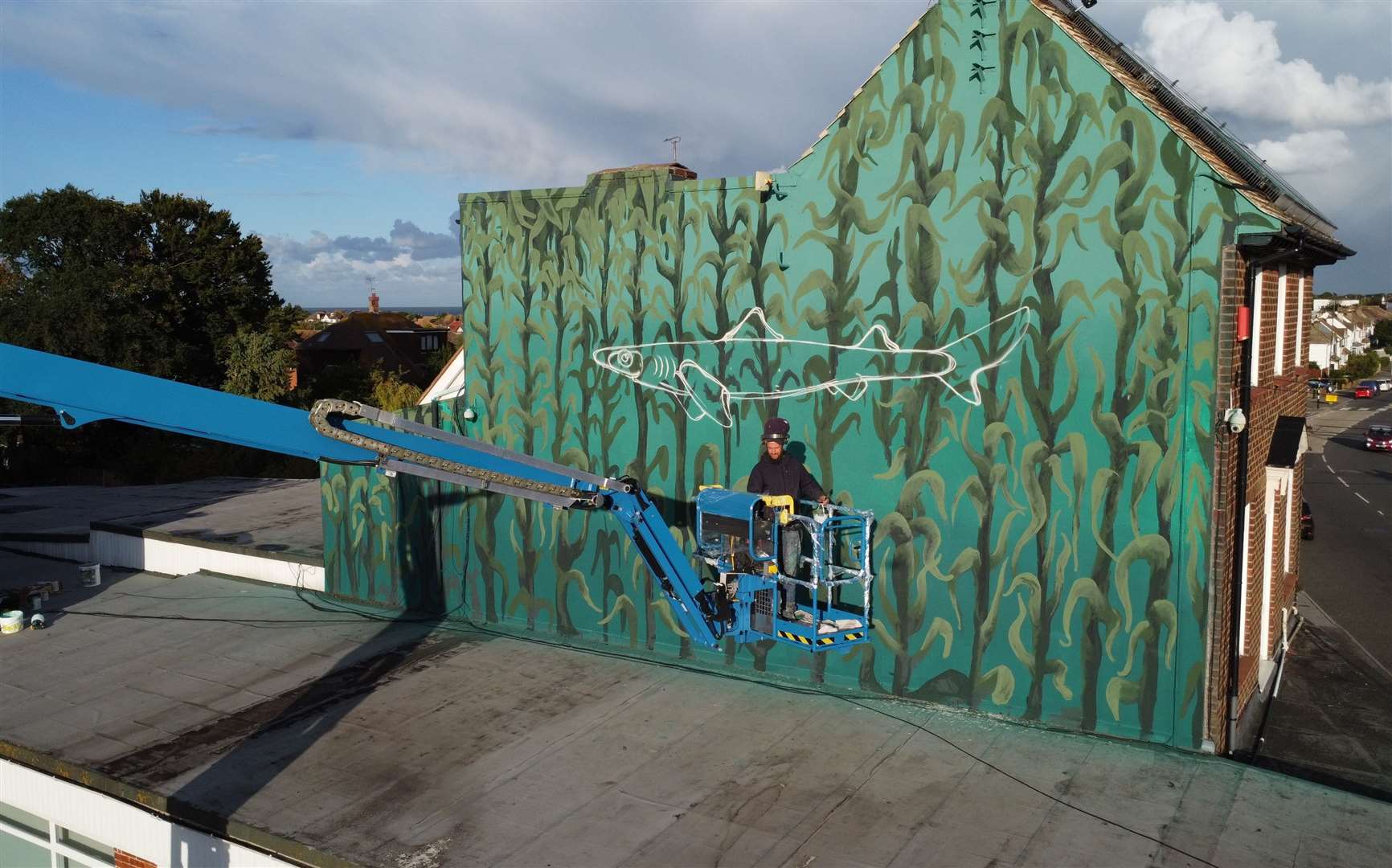 An in-progress shot of Louis Masai's piece in Northdown Road. Picture: Don't Cry Wolf