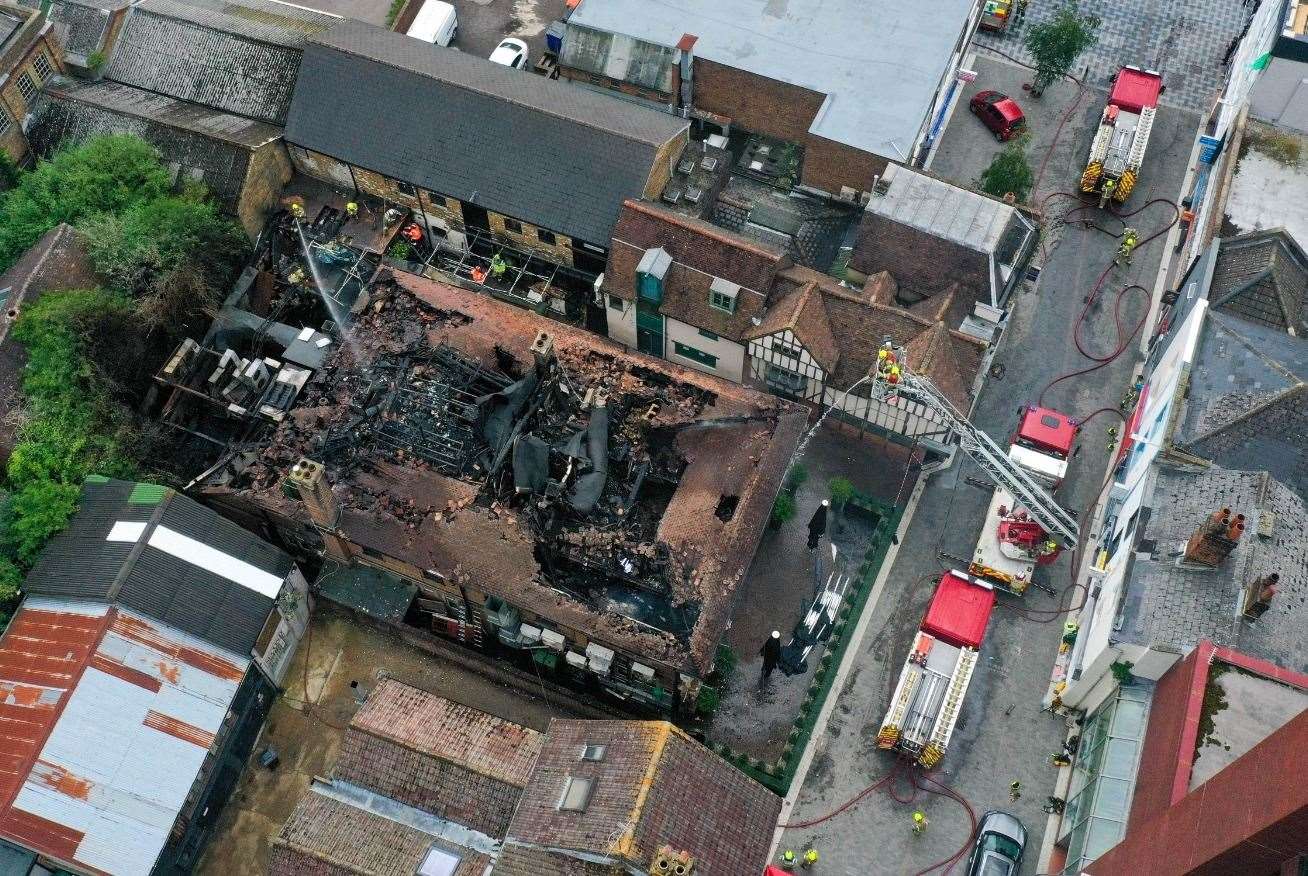 Drone pictures of the damage to Mu Mu after a fire at the bar. Pictures: UKNiP