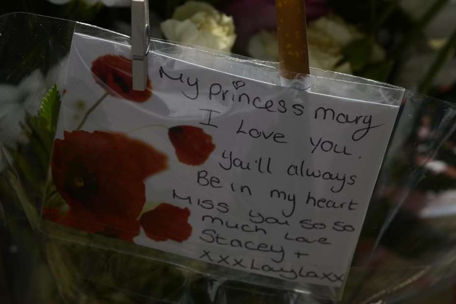 Tributes left to Emma Willis in Waldershare. Picture: Gary Browne