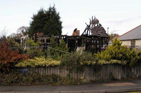 Burned out house in Kingsnorth Road, Ashford