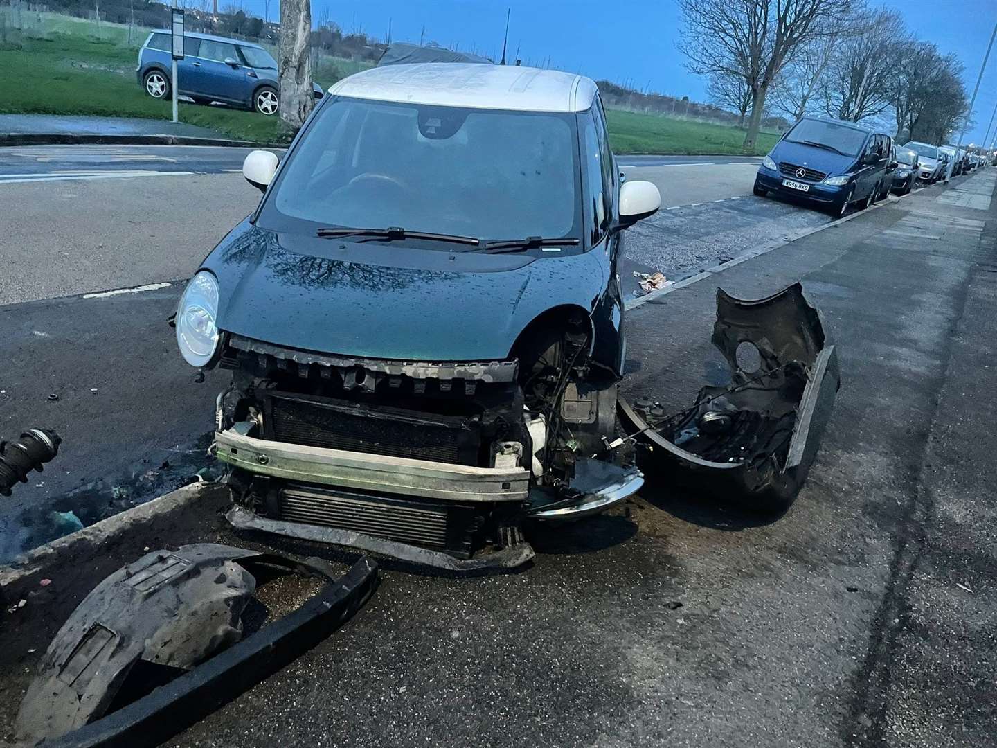 Georgina Botterman's Fiat was written off outside her house in Dane Valley Road, Margate, earlier this month. Picture: Georgina Botterman