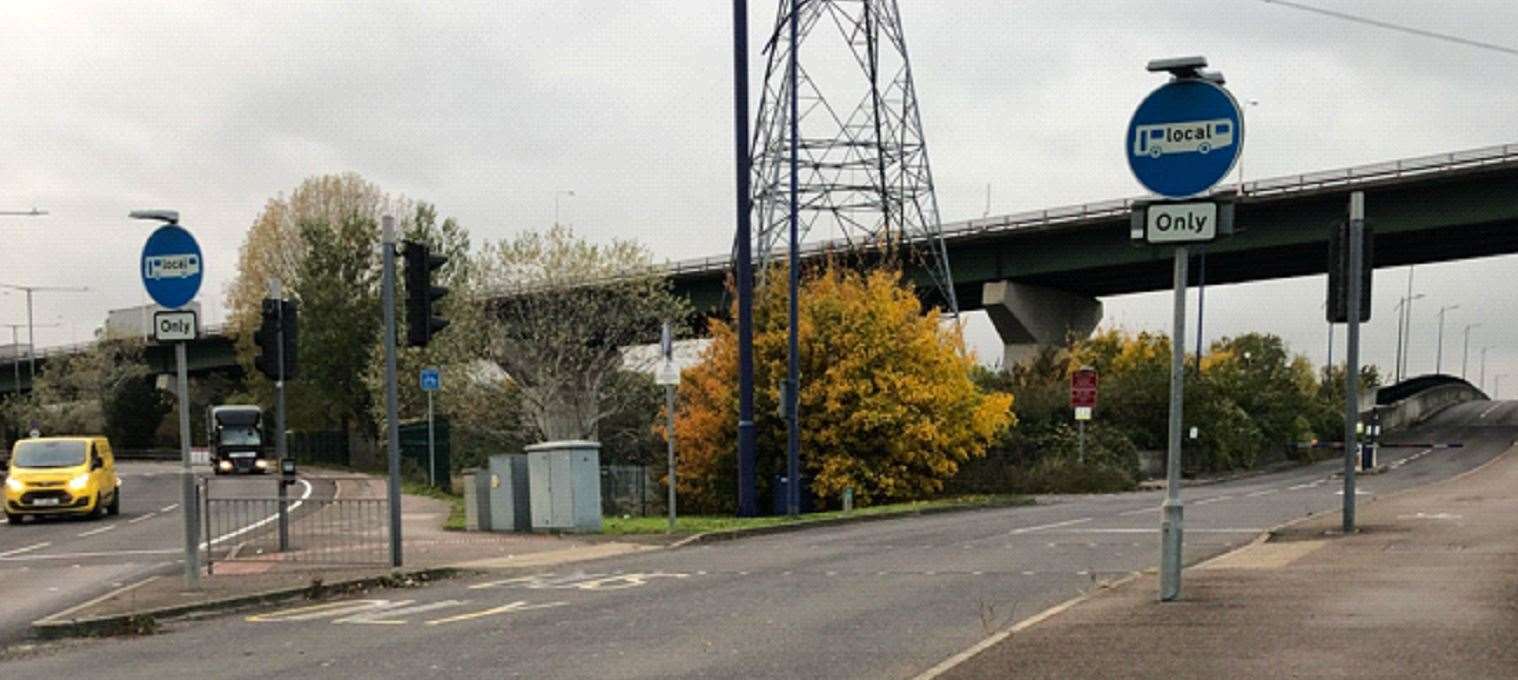 The Crossways Boulevard entrance to the “fastway” in Dartford