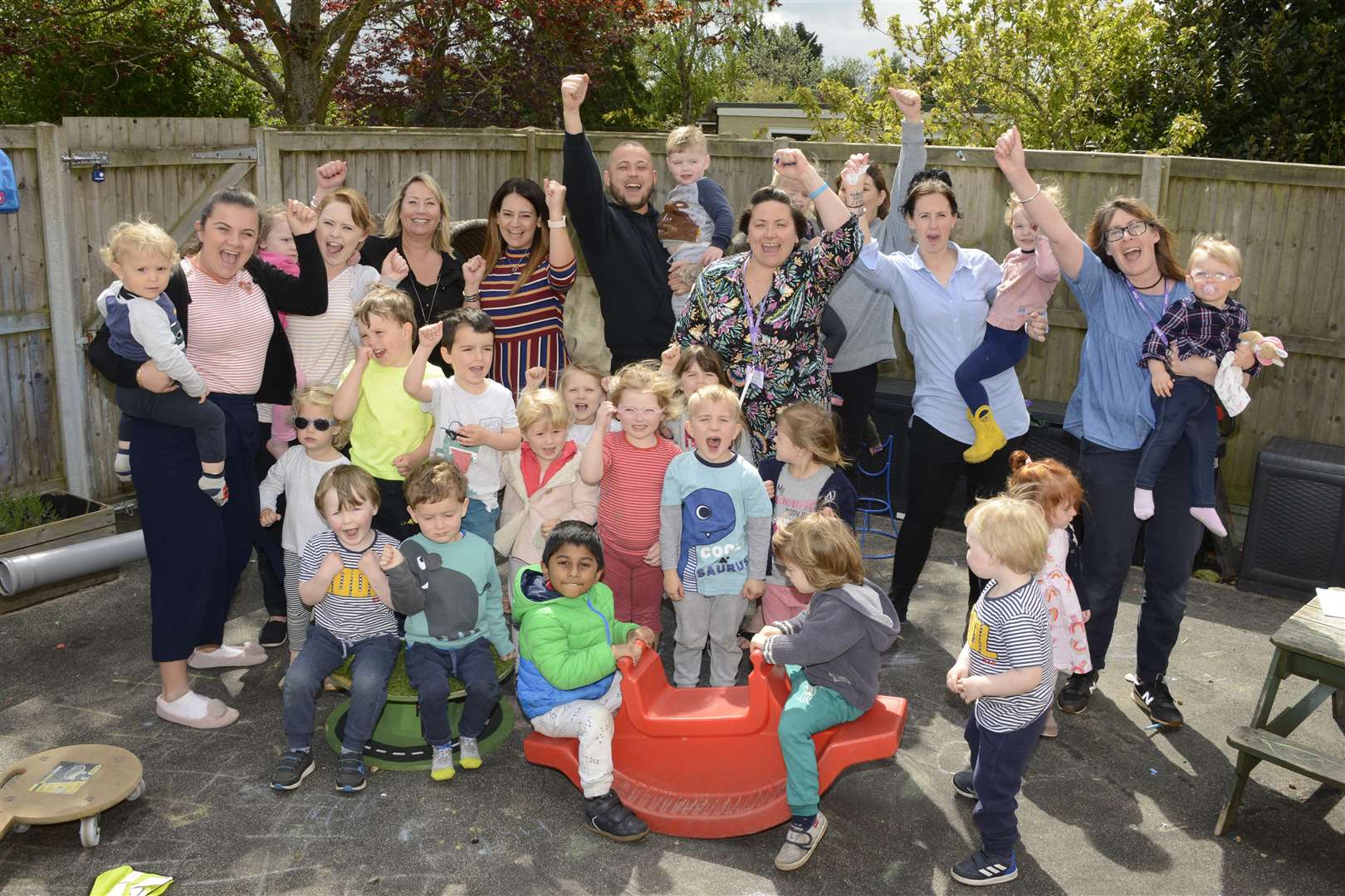 Staff and youngsters at Rough Common Pre-School celebrate 'outstanding' Ofsted results