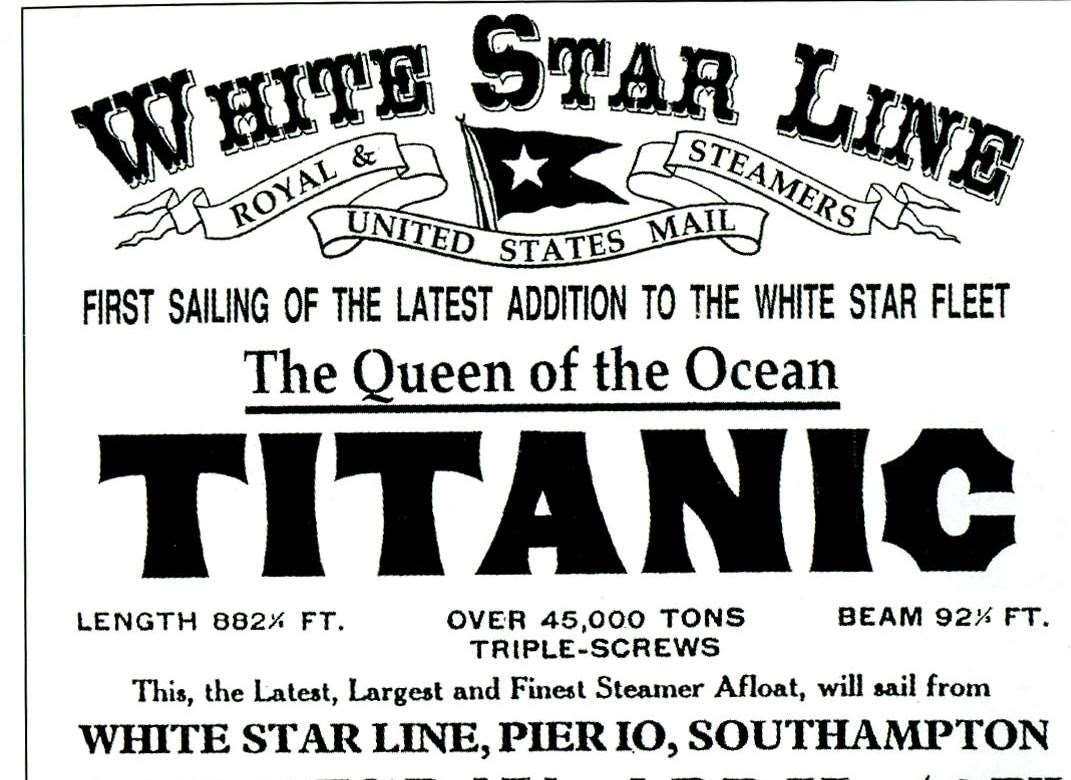 A poster advertising the Titanic's maiden voyage