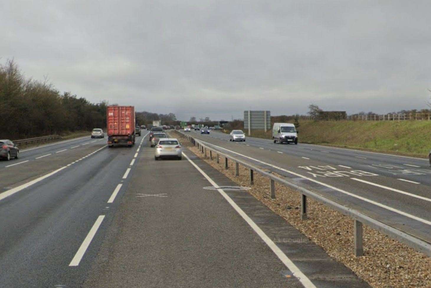 The collision occurred on the A14 near Chippenham. Photo: Google Maps
