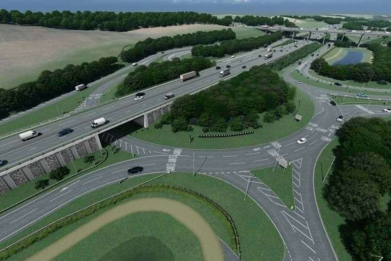 How the A249 flyover at J5 of the M2 at Stockbury will look when it is finished. Picture: National Highways