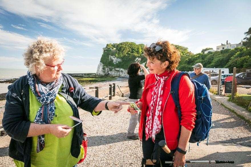 Creating new business opportunities with NetWalkers: founder Faye Smith and Alexandra Le Rossignol of Creative Pilgrimage at St Margaret's Bay. Picture: Keep Your Fork Ltd
