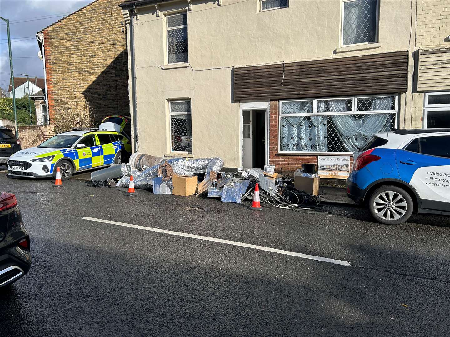 Officers are at the scene in Cliffe Road, Strood