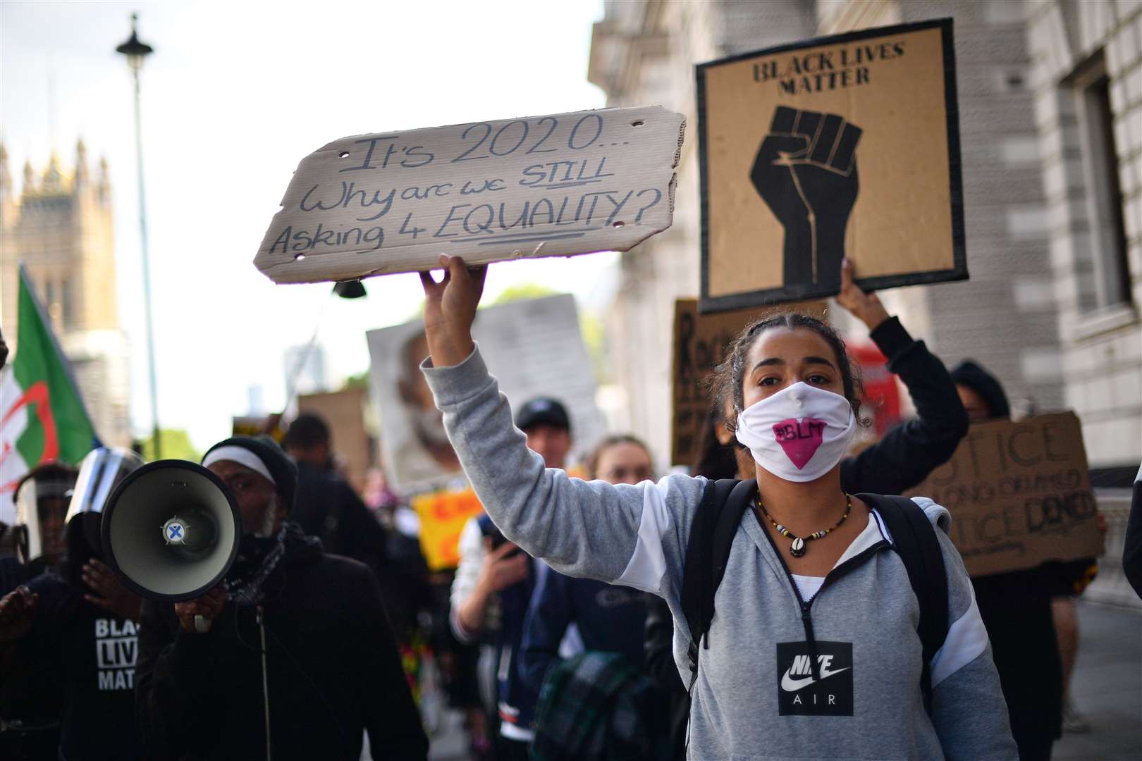 Black Lives Matter demonstrators walking to Downing Street (Victoria Jones/PA)