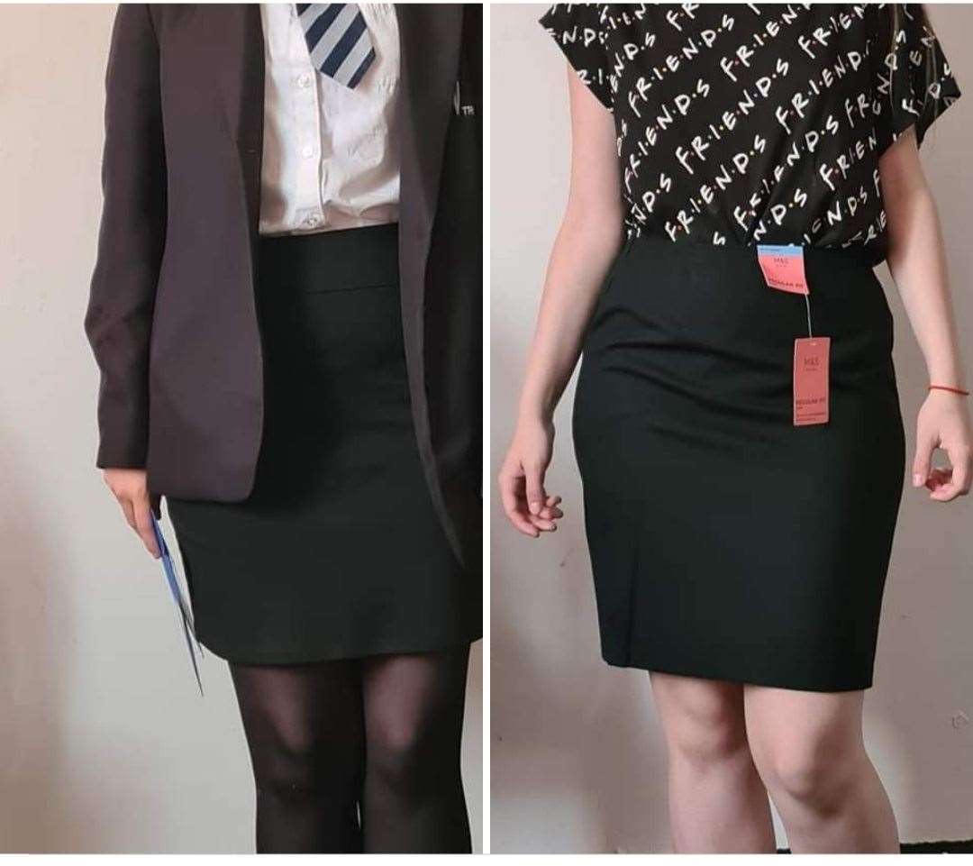 Teenager Katelin in the "same" elasticated skirt