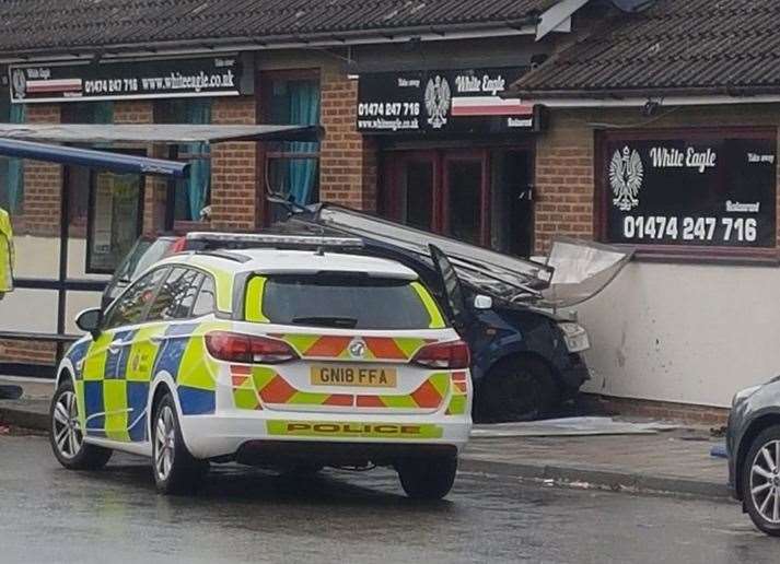 Police are at the scene of a crash in Northfleet. Picture: Steve Mairs (11745354)