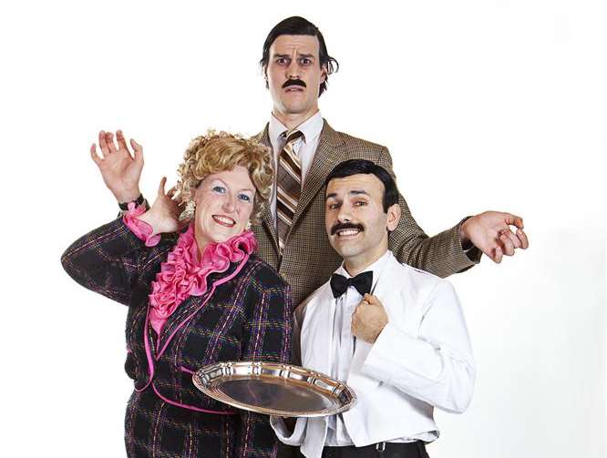 Basil, Sybil and Manuel welcome diners to the Faulty Towers restaurant at the Gulbenkian