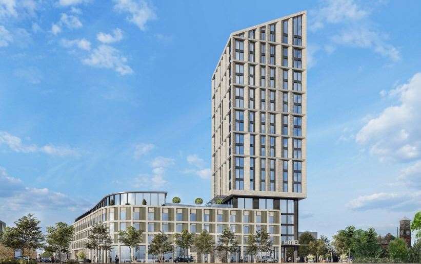 How the huge hotel could look alongside the old clock tower