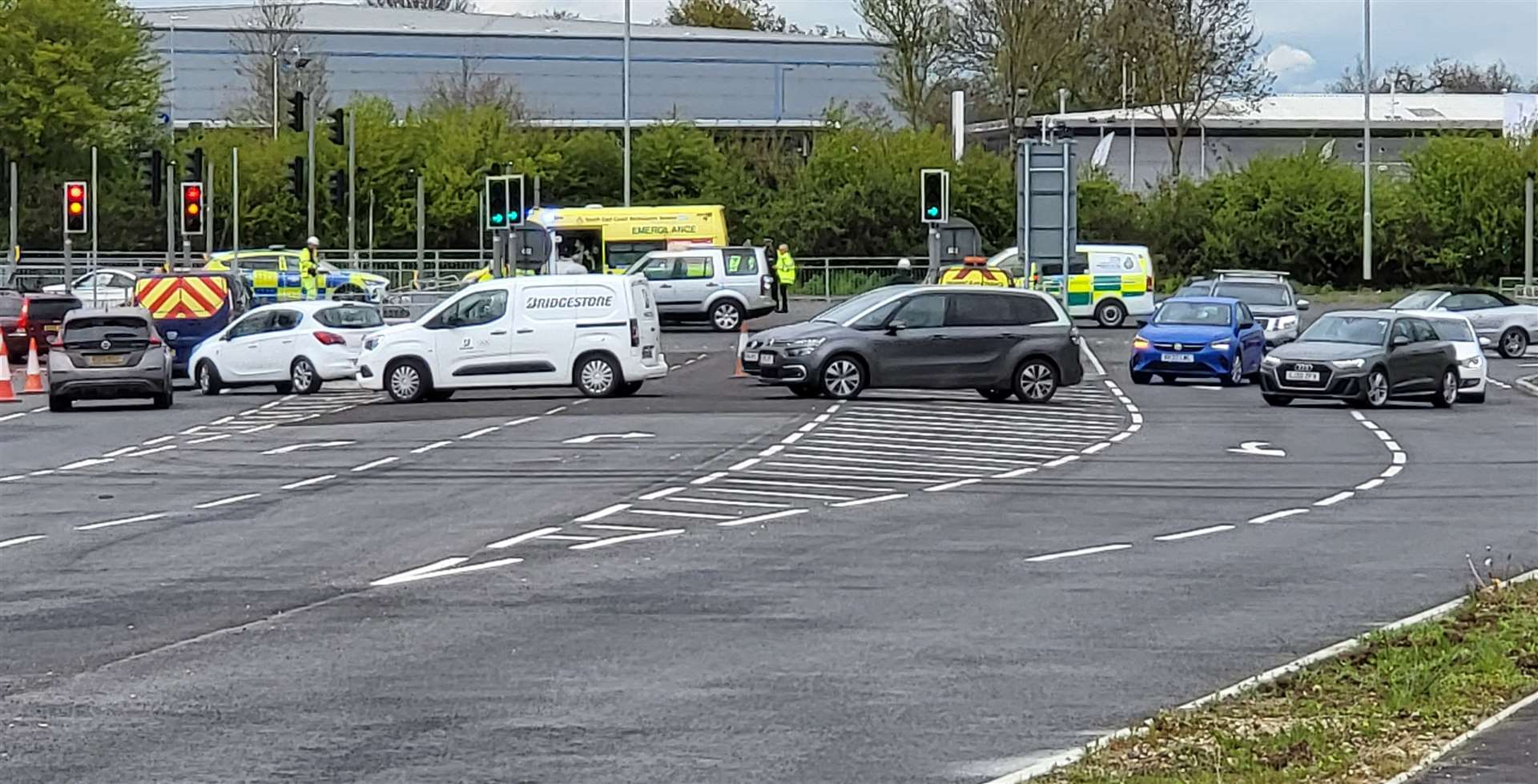 Emergency services were called to the scene on the A2070 last month