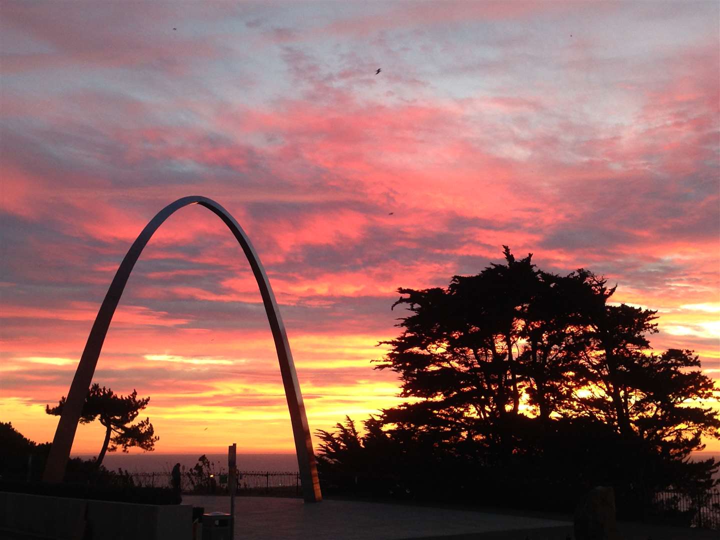 Sunrise over the Step Short arch on The Leas in Folkestone