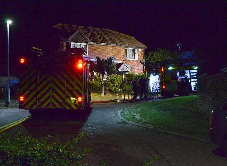 Firefighters battled the kitchen blaze last night. Picture: @Kent_999s