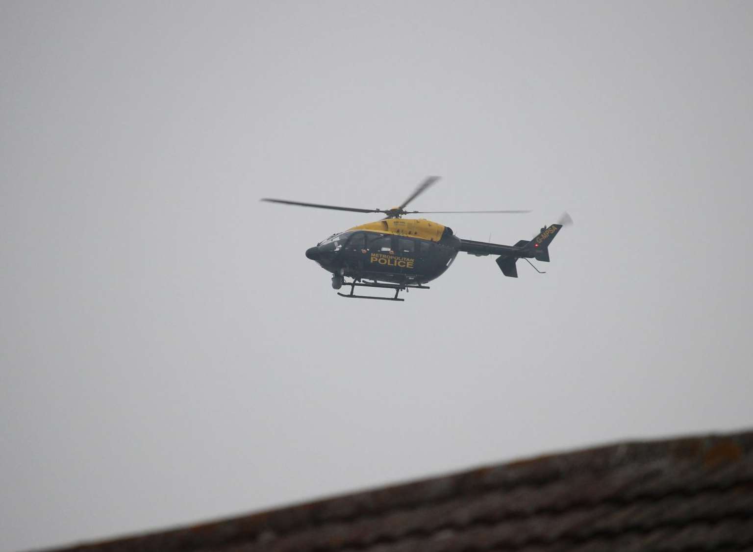 A metropolitan police helicopter was circling this morning
