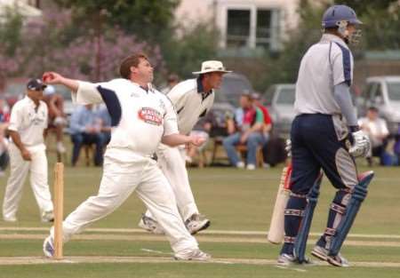 Matthew Walker in action on his return to the Bat & Ball ground yesterday