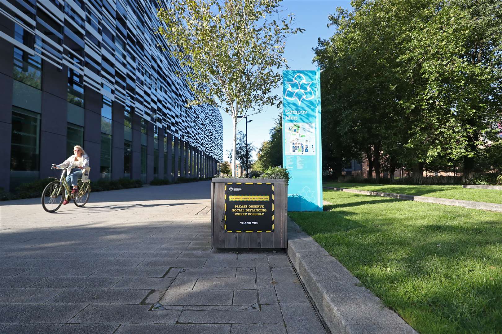 Covid-19 signage at Manchester Metropolitan University’s Birley campus (Peter Byrne/PA)
