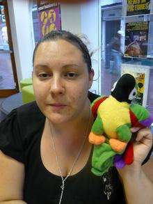 Kelly Ann Davies with swearing parrot