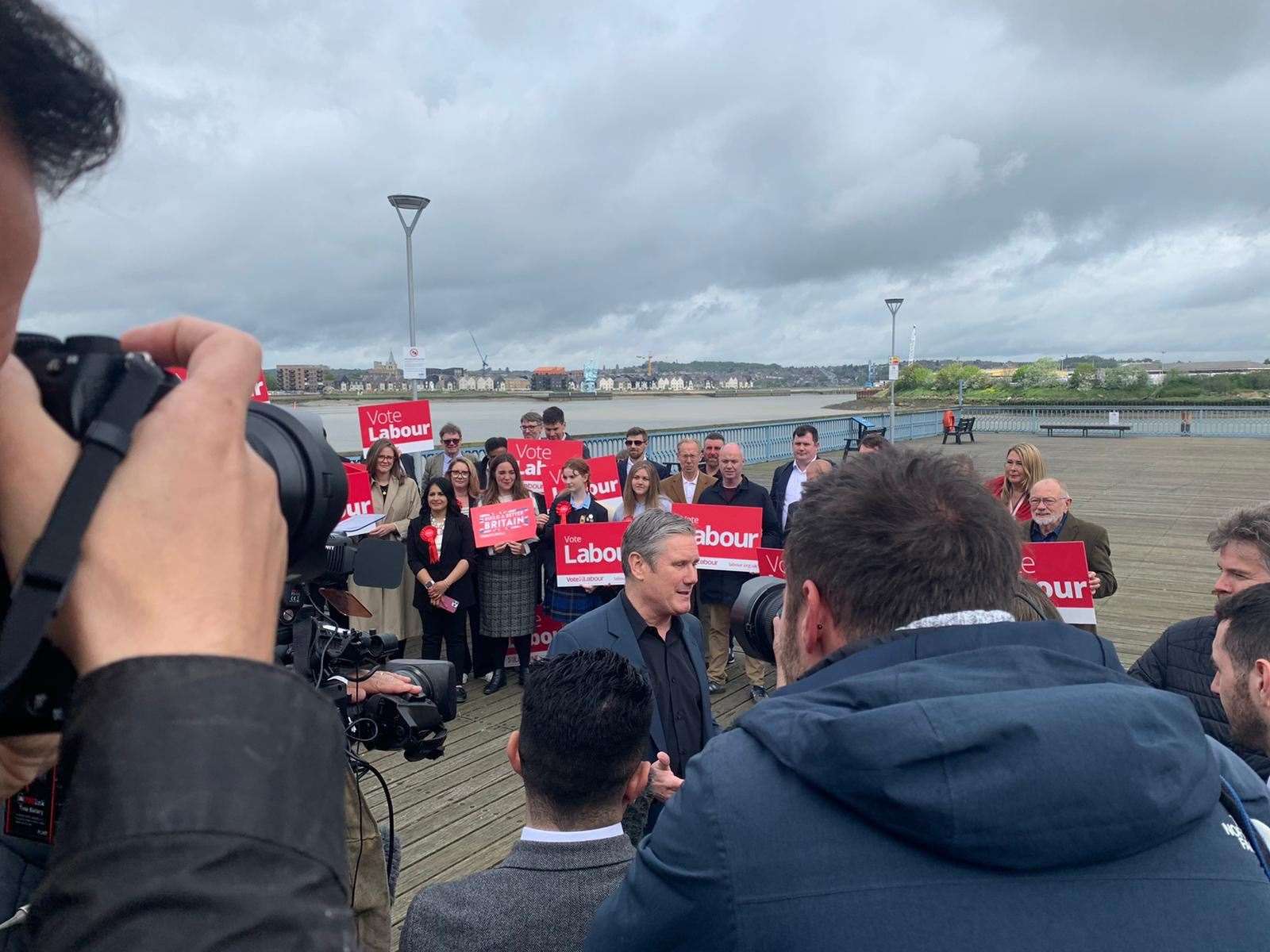 Labour Leader Sir Keir Starmer visited Sun Pier, in Chatham, this morning following the party's historic win at Medway Council