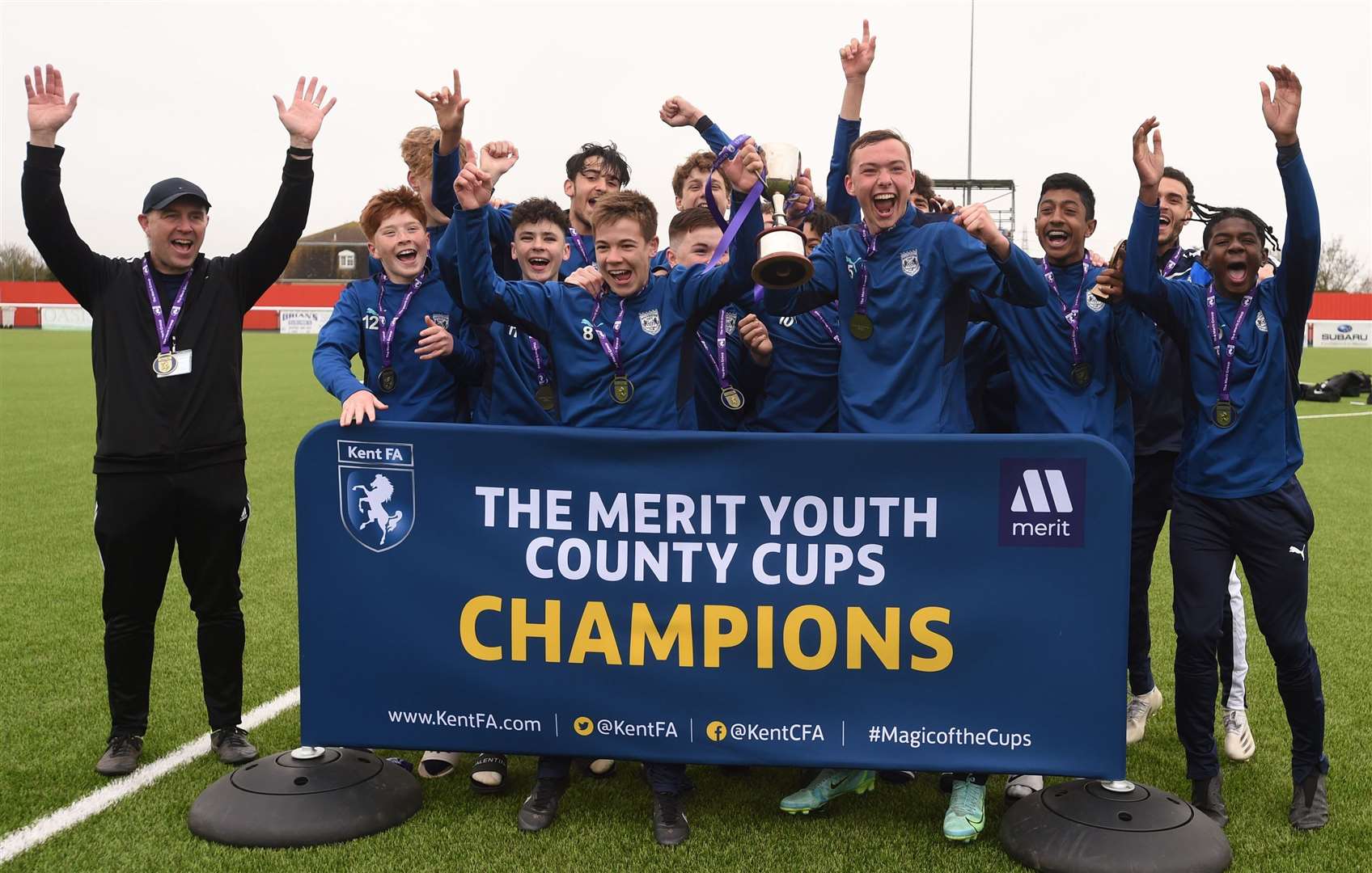 Rochester City celebrate their Kent Merit Under-14 boys cup final success. Picture: PSP Images (55719063)