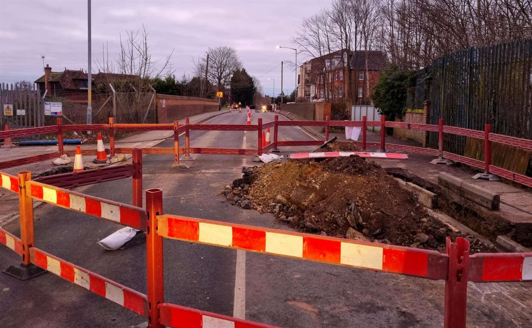 Hythe Road in Ashford has been shut by UK Power Networks forcing buses to divert away and routes to Norton Knatchbull School affected. Picture: Norton Knatchbull School/Facebook