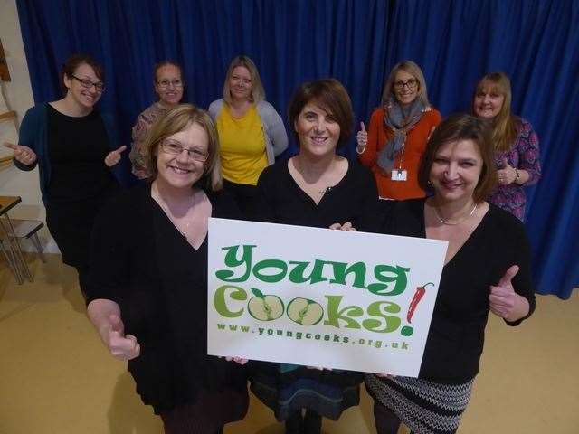 Petham Primary family liaison officer Sue King, Village Academy chief executive officer Hayley Spedding, and Petham Primary executive head Babiche Deysel are delighted to be involved with Young Cooks (7810921)