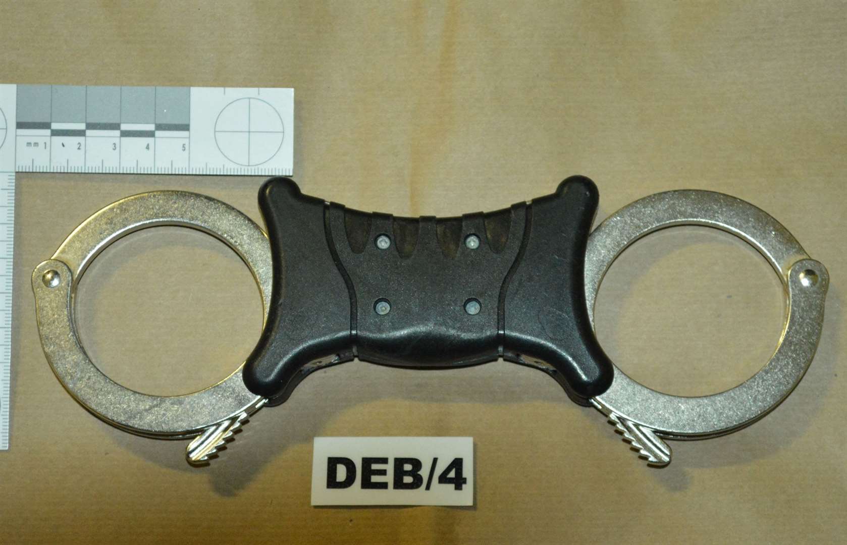 Handcuffs which were recovered from Wayne Couzens work locker in west London (Met Police/PA)