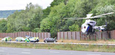 Crash on the M20 Junction Four, Saturday, July 17, 2010. Picture: Keith Turnbull