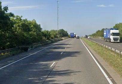 Part of the A249 has been closed following an earlier crash. Picture: Google Street View