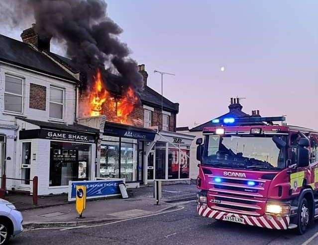 The shop fire. Picture: Ian Hankinson