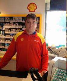 Travis Walsh, shell worker, who helped to put out the fire at Macknade Service Station, Canterbury Road, Faversham.