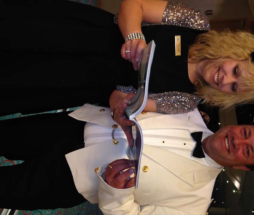 Rachael Jackson, from Fred Olsen Cruise Line, with Braemar chief officer Andreas Pooker