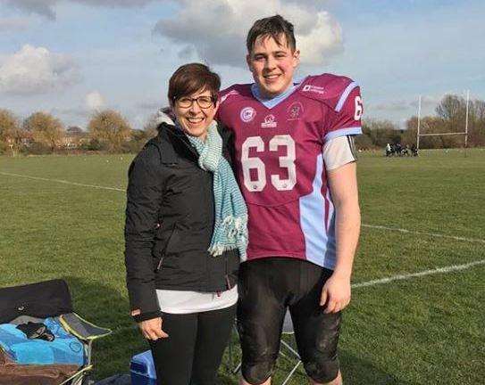 Joe Waller with his mother after a Canterbury Chargers match