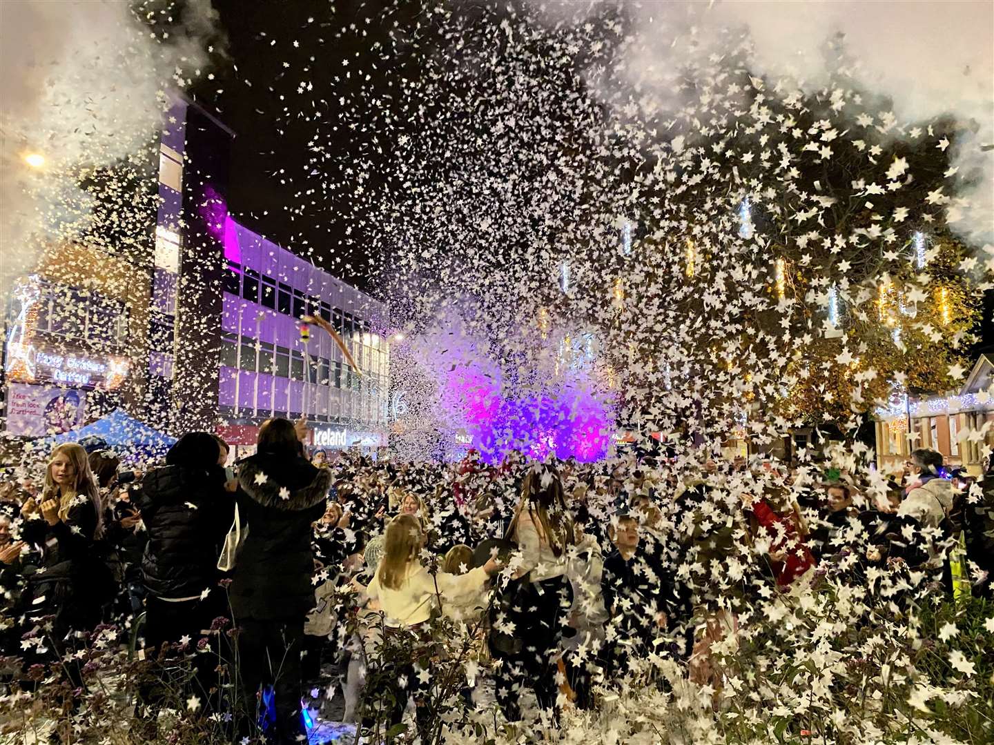 Snow rained down on the crowds. Picture: Dartford Borough Council