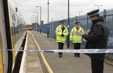 Police officers at the scene of the tragedy last month. Picture: ANDY PAYTON