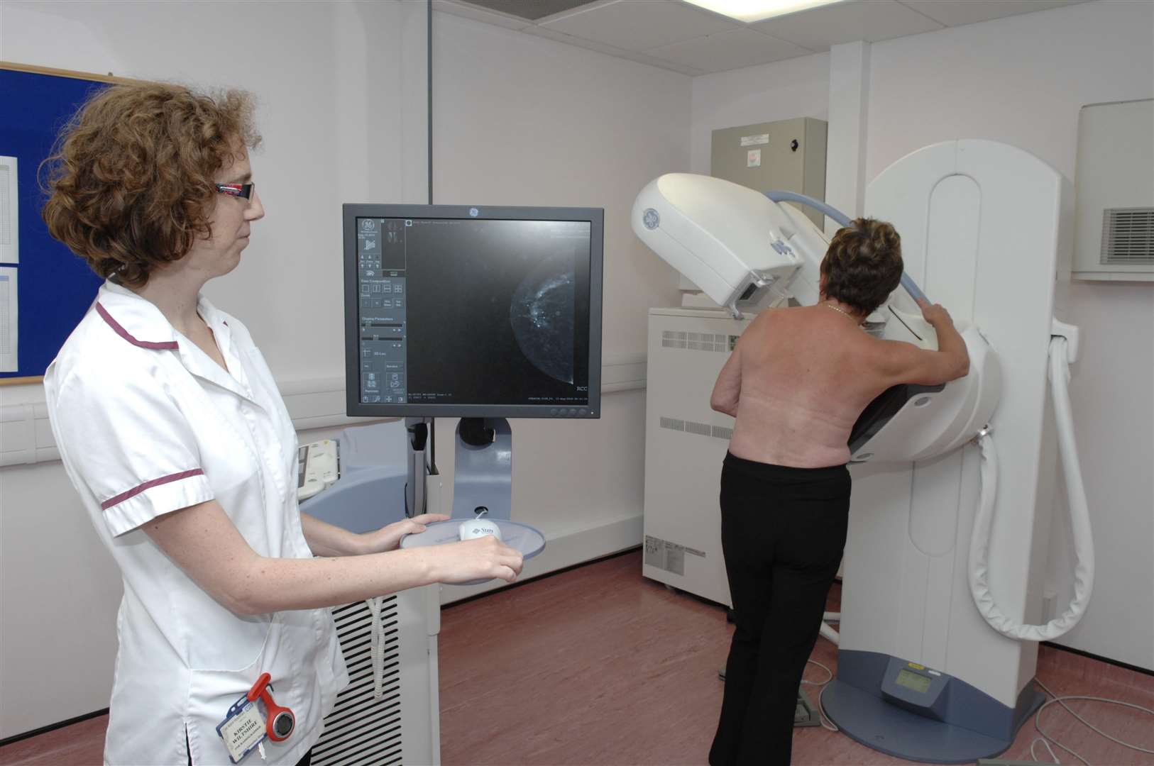 Deputy Radiography Superintendent Kirstie Whiltshire takes a digital mammography image at the Breast Screening Unit at Kent and Canterbury Hospital. Picture:Chris Davey (6237345)