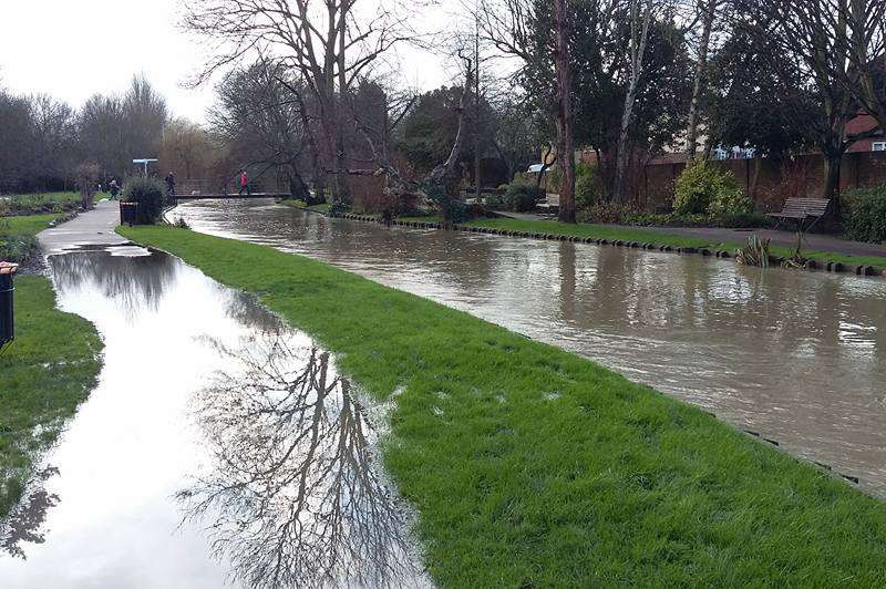 The Stour in Westgate gardens threatens to burst its banks in Canterbury. Picture: Jordi Ross.