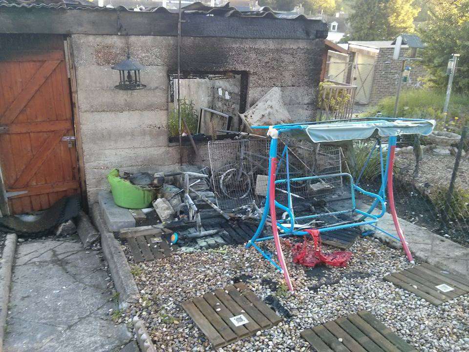 The fire tore through the family's shed, destroying a selection of the children's toys