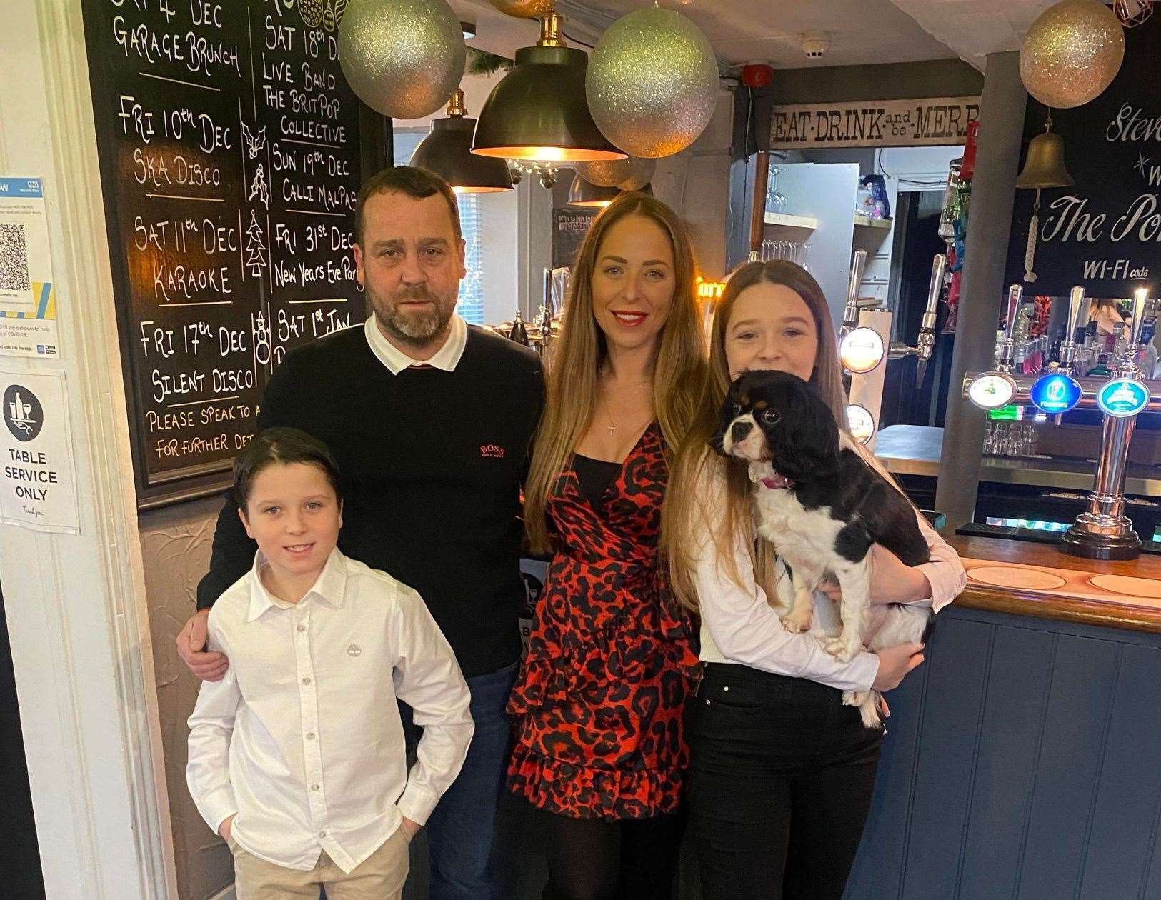 The Powell family, Steve, Charmain and their children Leo and Lexie. The Portobello Inn, West Kingsdown