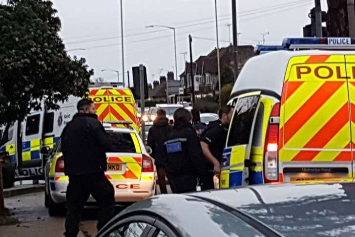 Police in Hythe Road, Ashford, on Wednesday