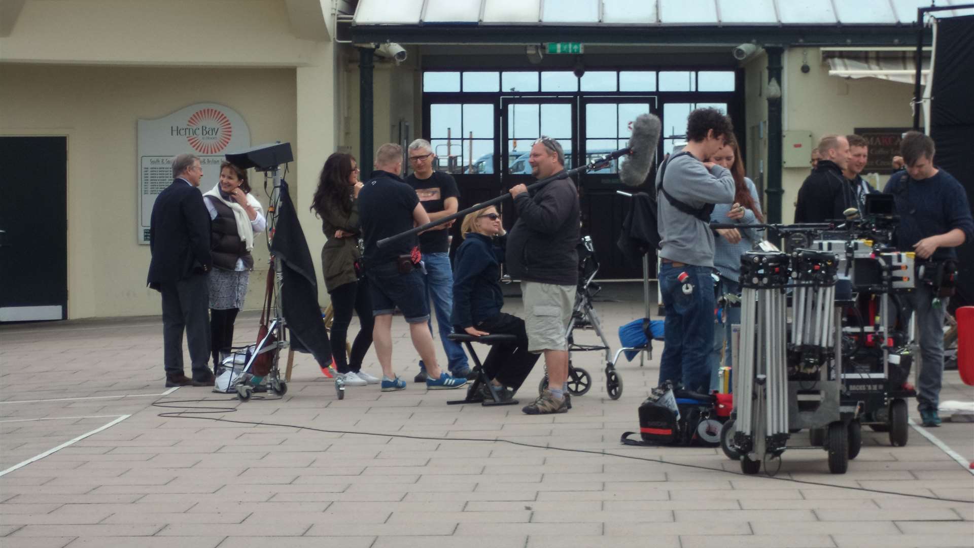 Film crews at work in the Central Bandstand in Herne Bay