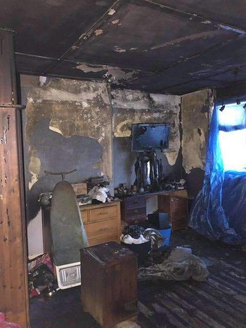 Fire-gutted bedroom in Belgrave Road, Halfway, after sunlight from a mirror set fire to a bed. Picture: KFRS