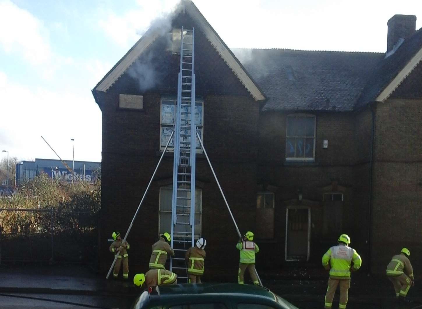 Firefighters tackling the blaze in London Road, Sittingbourne. Picture: Kyle Smith