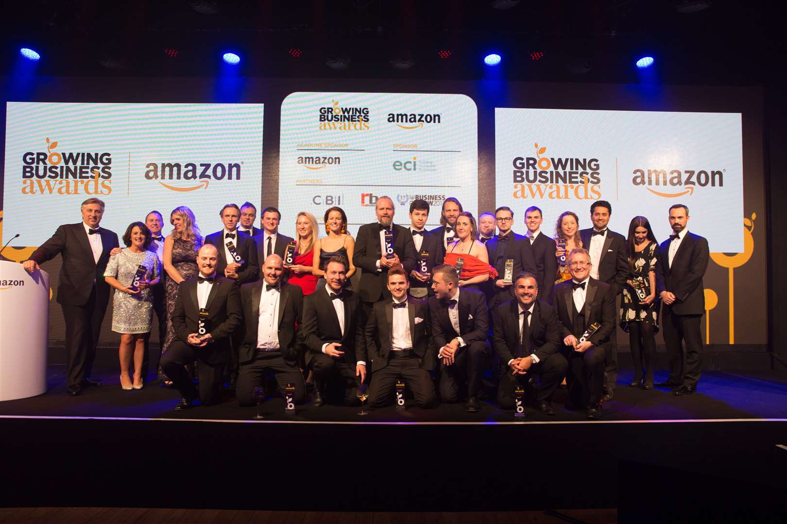 The winners at the Amazon Growing Business Awards held at the Brewery in London