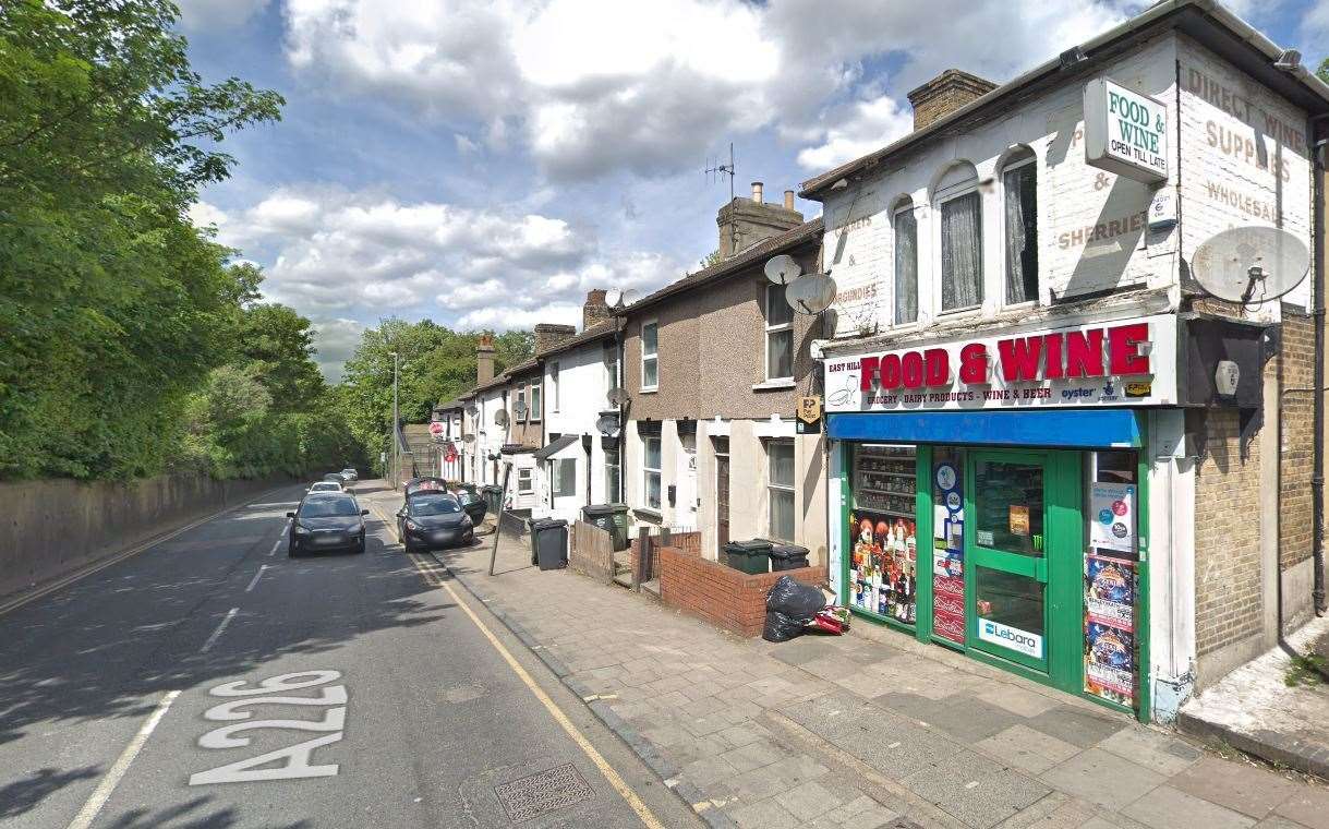 Food and Wine in East Hill, Dartford. Image: Google Maps.
