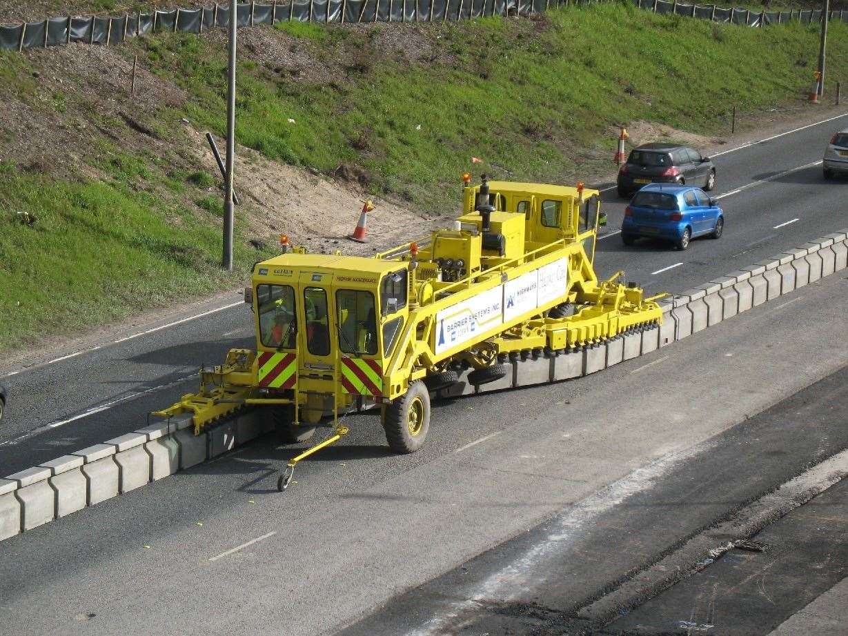 The Quick Moveable Barrier used on the M20 in 2008. Picture: Highways Agency