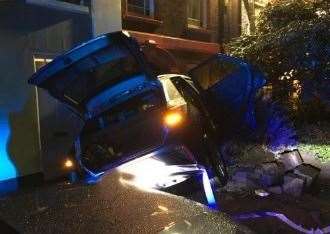 A car crashed in Greenhithe High Street after a police chase. Picture: Peter Harman